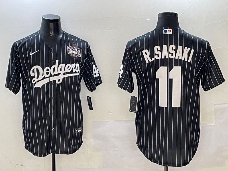 Men Los Angeles Dodgers #11 R.Sasaki Black Stripe Jointly Name 2025 Nike MLB Jersey style 4->los angeles dodgers->MLB Jersey